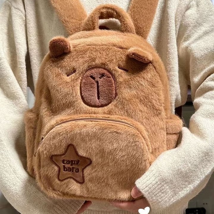 Capybara Plush Backpack Women's School Bag Large Capacity Cute Capybara Small Backpack