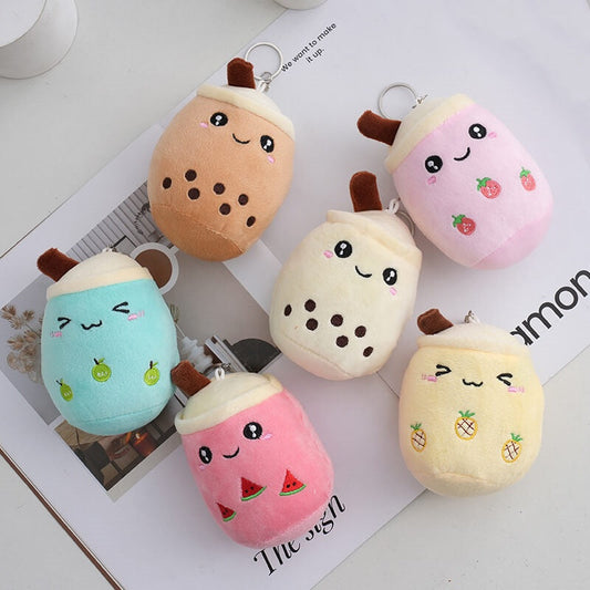 Mini Family 5 inch Boba Milk Tea Plush Doll Pendant Key Chain Kawaii Plushies Toy