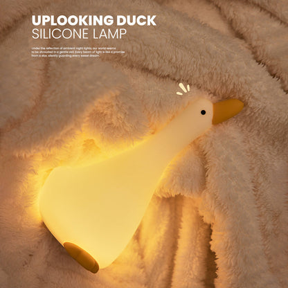 Squishy Silicone Uplooking Duck LED Night Light - Perfect Gift for Kids and Girls