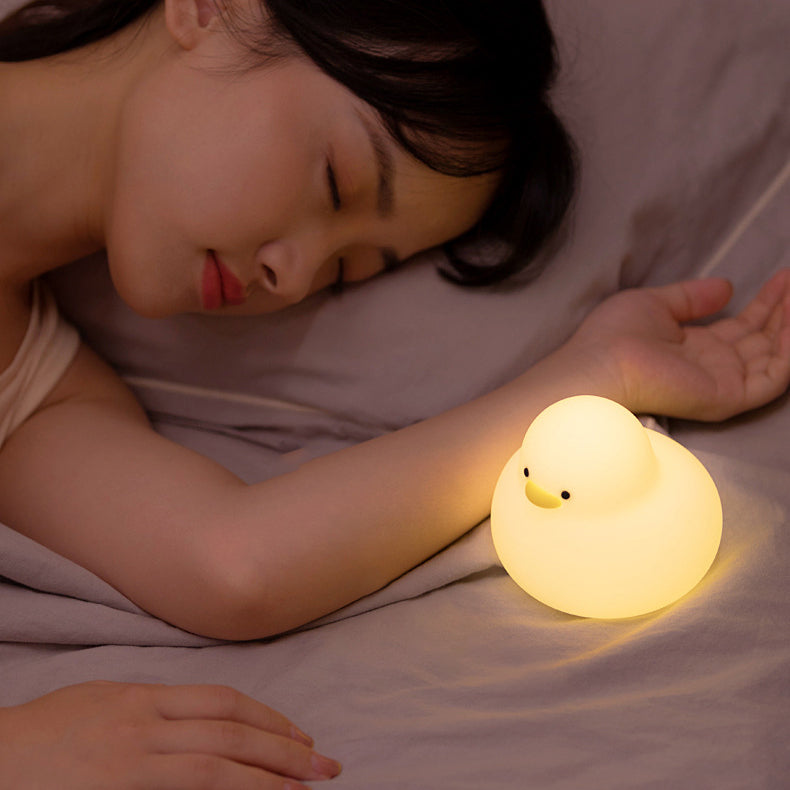 Cute Little Duck Night Light LED Squishy Silicone Tap Lamp Best Gift for Baby and Girl