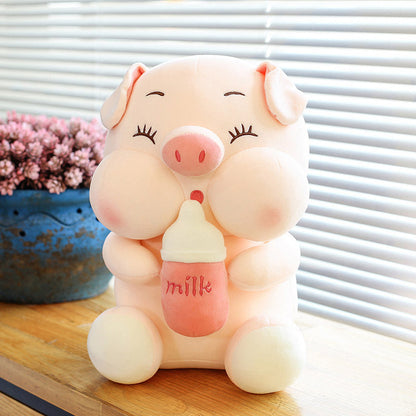 Cuteeeshop™ Strawberry Boba Tea Piggy Plush Pillow Puffy Toy