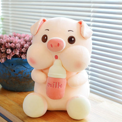 Cuteeeshop™ Strawberry Boba Tea Piggy Plush Pillow Puffy Toy