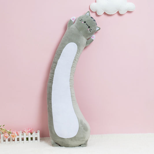 Mewaii Stuffed Long Gray Cat Kitten Plush Pillow Squish Toy