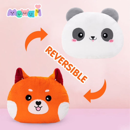 Mewaii® Reversible Plush Red Panda Plush Pillow Stuffed Animals Squishy Throw Reversible Plushies Flip Toys