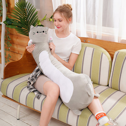 Mewaii Stuffed Long Gray Cat Kitten Plush Pillow Squish Toy