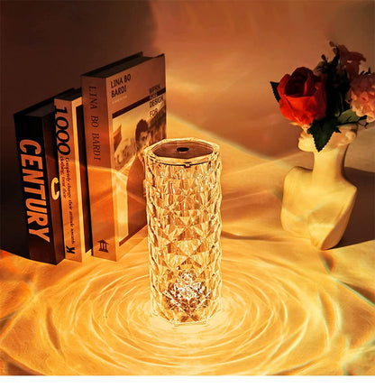 Cuteeeshop Rose Crystal Lamp Bedside Table Bedroom Decoration LED Night Light