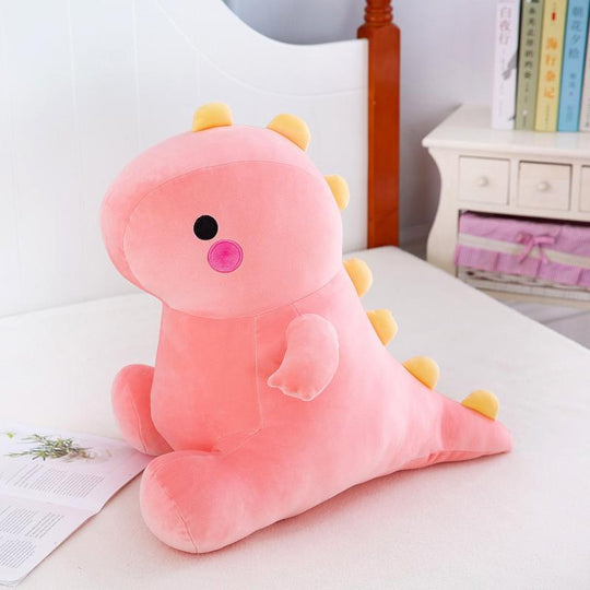 Cute pink washable stuffed t-rex dinosaur animal plush pillow toy for gift