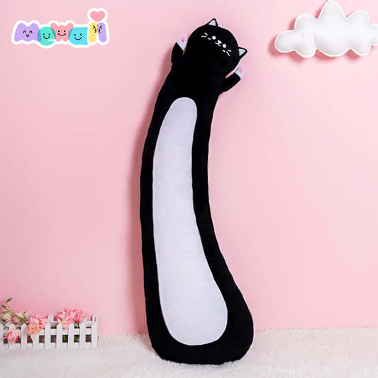 Mewaii Stuffed Long Smile Black Cat Kitten Plush Pillow Squish Toy