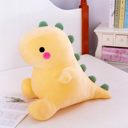 kawaii yellow washable stuffed t-rex dinosaur animal plush pillow toy